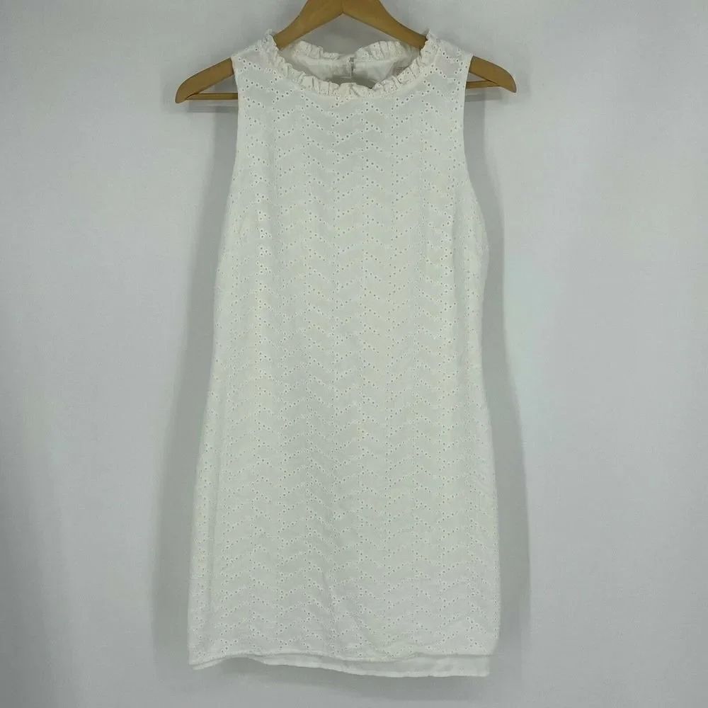 Sail to Sable Dress Eyelet Ruffle Neck